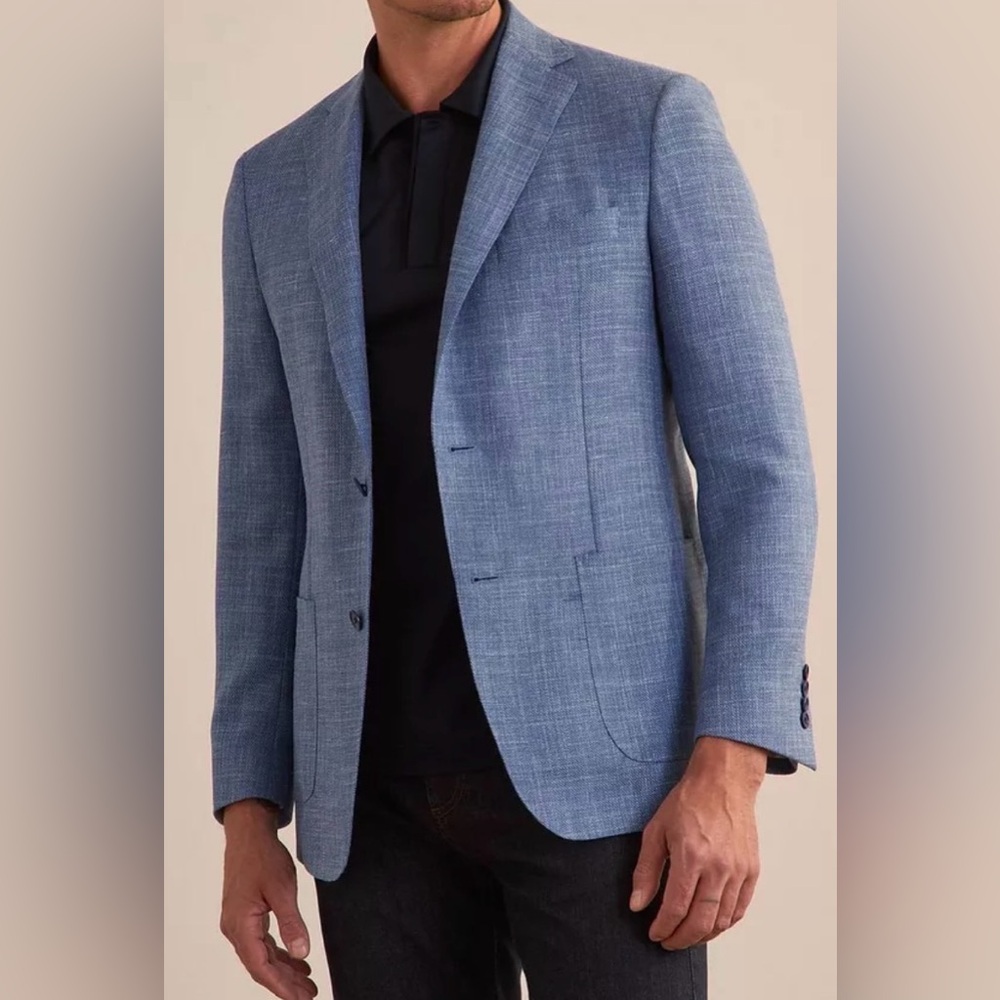 48R Loro Piana Samuelsohn Wool Summertime Cosmo textured sky Blue sport jacket